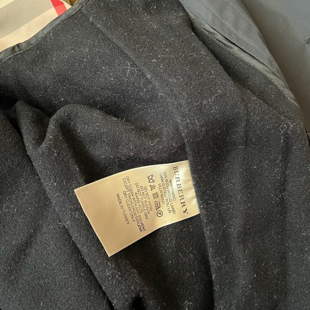 Authentic Burberry Brit Black Wool Lined Trench Jacket Coat IT 42 US 8 - Picture 6 of 11
